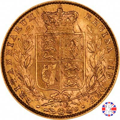 1 sovereign - secondo tipo giovane e stemma 1872 (London)