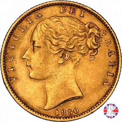 1 sovereign - secondo tipo giovane e stemma 1850 (London)