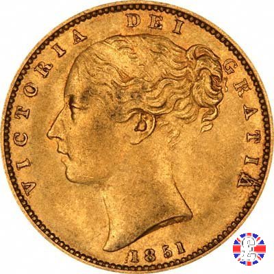 1 sovereign - secondo tipo giovane e stemma 1851 (London)