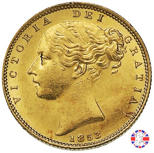 1 sovereign - secondo tipo giovane e stemma 1853 (London)