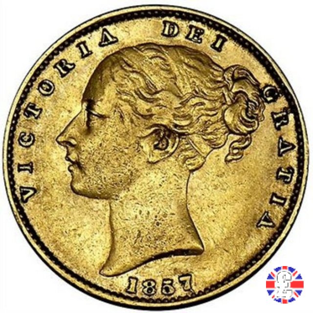 1 sovereign - secondo tipo giovane e stemma 1857 (London)