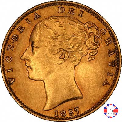 1 sovereign - secondo tipo giovane e stemma 1857 (London)