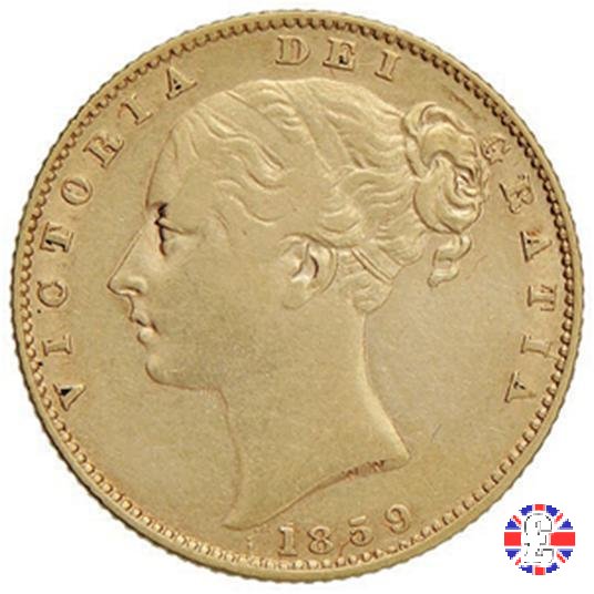 1 sovereign - secondo tipo giovane e stemma 1859 (London)