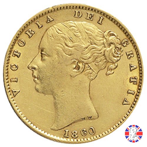 1 sovereign - secondo tipo giovane e stemma 1860 (London)