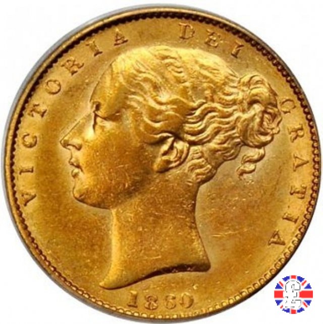 1 sovereign - secondo tipo giovane e stemma 1860 (London)