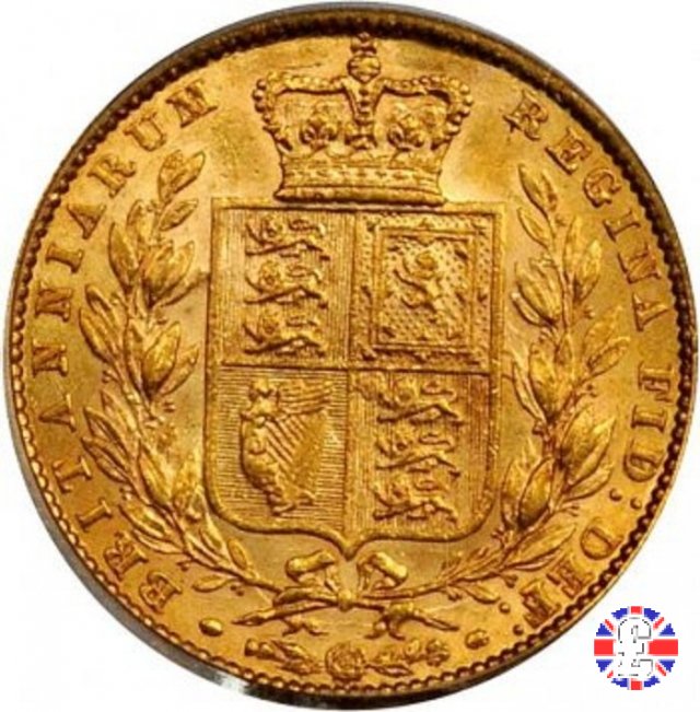 1 sovereign - secondo tipo giovane e stemma 1860 (London)