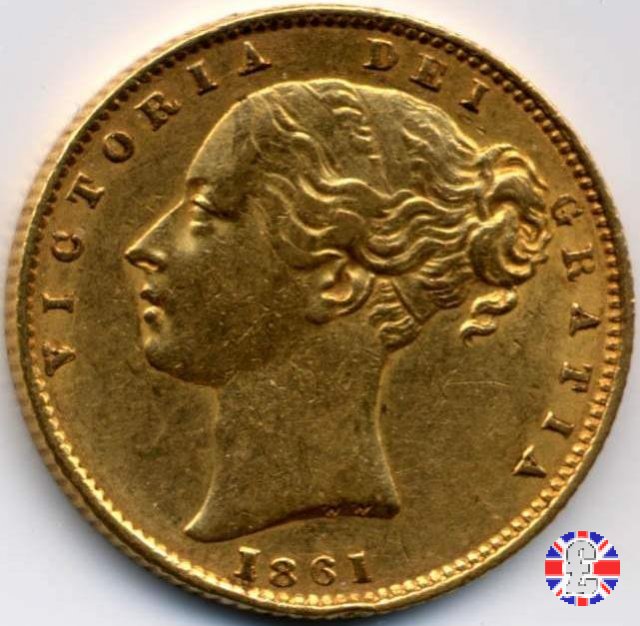 1 sovereign - secondo tipo giovane e stemma 1861 (London)