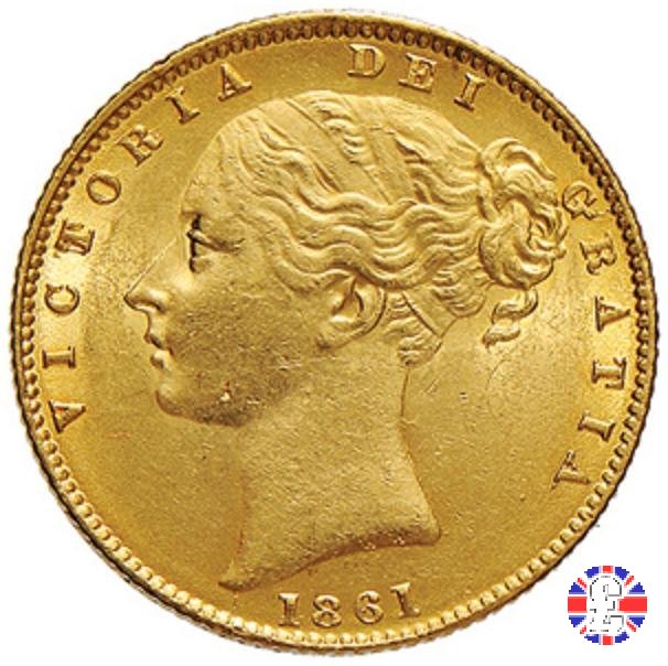 1 sovereign - secondo tipo giovane e stemma 1861 (London)