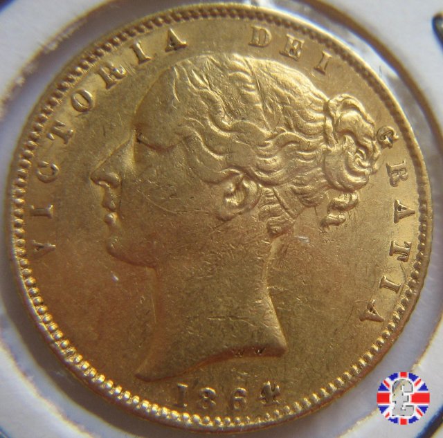 1 sovereign - secondo tipo giovane e stemma 1864 (London)