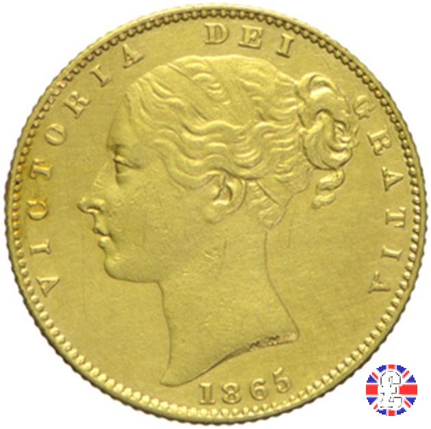 1 sovereign - secondo tipo giovane e stemma 1865 (London)