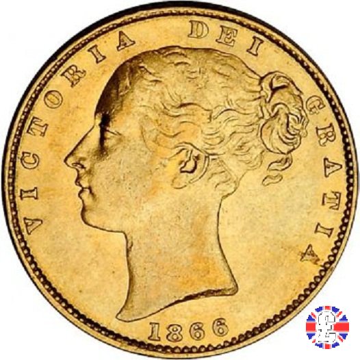 1 sovereign - secondo tipo giovane e stemma 1866 (London)