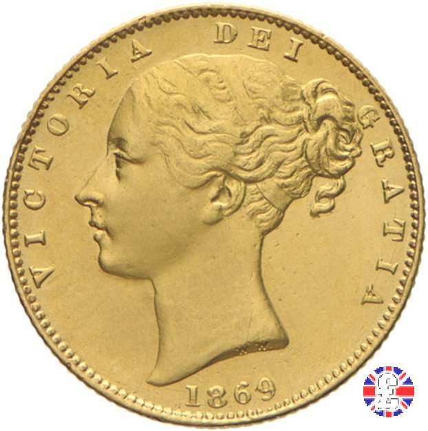 1 sovereign - secondo tipo giovane e stemma 1869 (London)