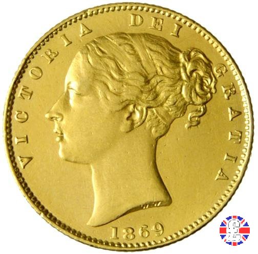 1 sovereign - secondo tipo giovane e stemma 1869 (London)
