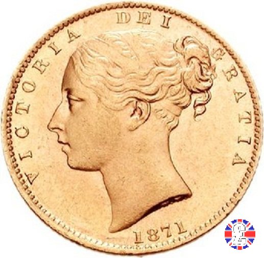 1 sovereign - secondo tipo giovane e stemma 1871 (London)