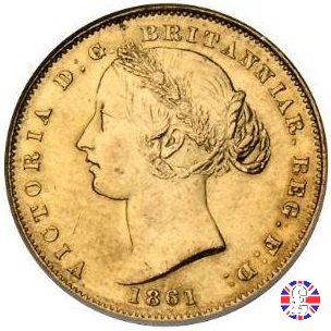 1 sovereign - secondo tipo giovane e sydney mint 1861 (Sydney)