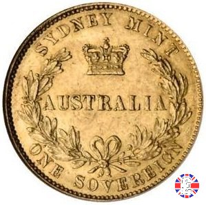 1 sovereign - secondo tipo giovane e sydney mint 1861 (Sydney)