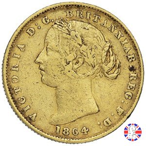 1 sovereign - secondo tipo giovane e sydney mint 1864 (Sydney)