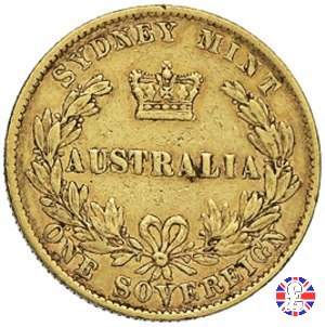 1 sovereign - secondo tipo giovane e sydney mint 1864 (Sydney)