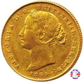 1 sovereign - secondo tipo giovane e sydney mint 1864 (Sydney)