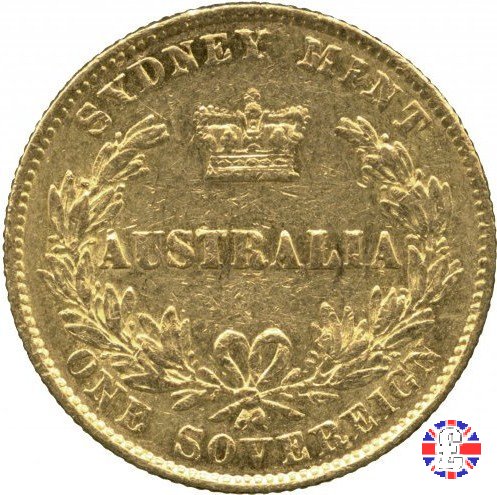 1 sovereign - secondo tipo giovane e sydney mint 1865 (Sydney)