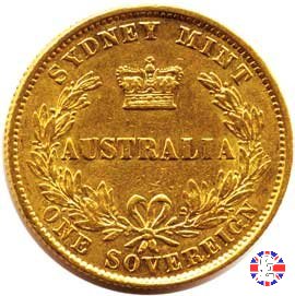 1 sovereign - secondo tipo giovane e sydney mint 1866 (Sydney)