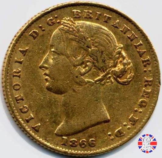 1 sovereign - secondo tipo giovane e sydney mint 1866 (Sydney)