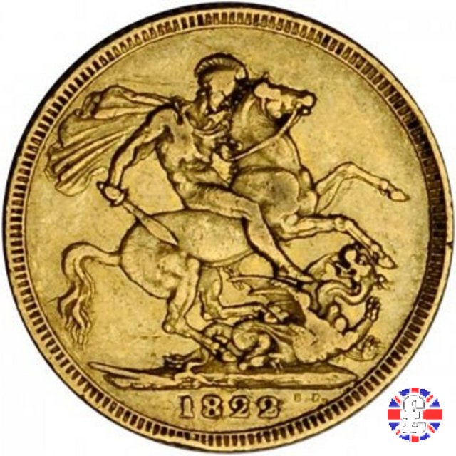 1 sovereign - testa laureata e san giorgio 1822 (London)