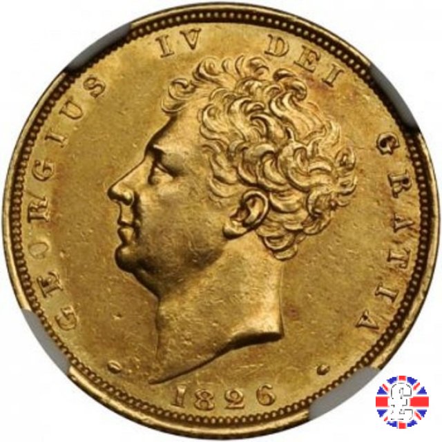 1 sovereign - testa nuda e stemma coronato 1826 (London)