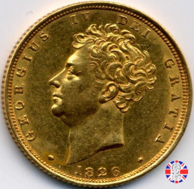 1 sovereign - testa nuda e stemma coronato 1826 (London)