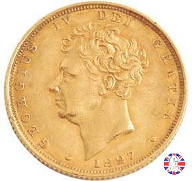 1 sovereign - testa nuda e stemma coronato 1827 (London)