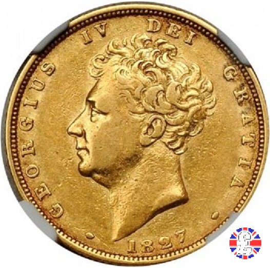 1 sovereign - testa nuda e stemma coronato 1827 (London)