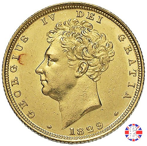 1 sovereign - testa nuda e stemma coronato 1829 (London)