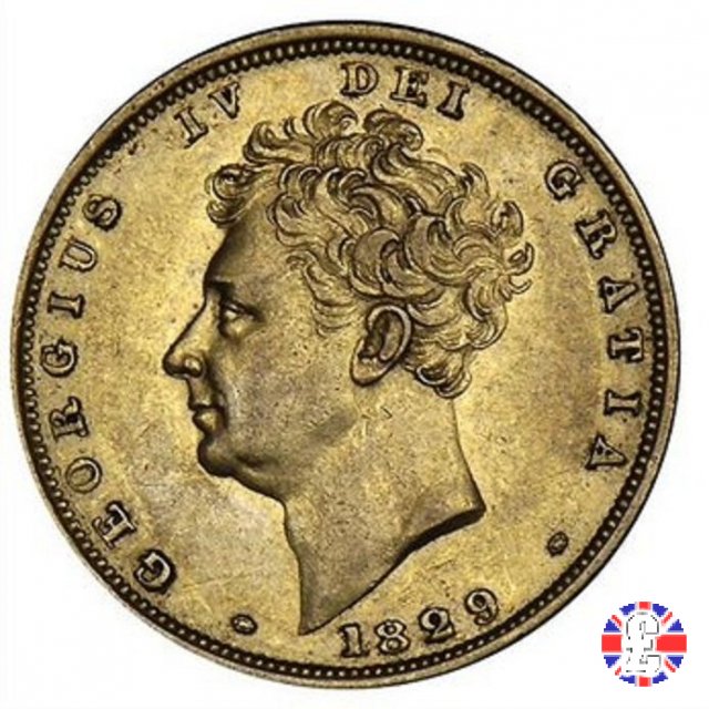 1 sovereign - testa nuda e stemma coronato 1829 (London)