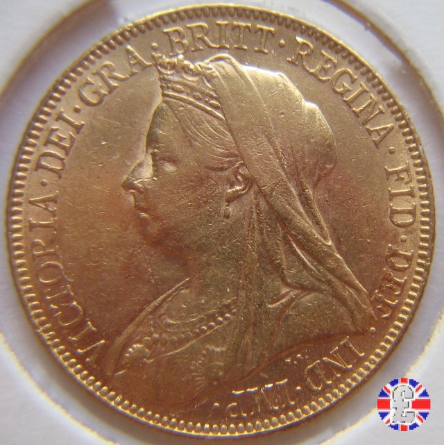 1 sovereign - tipo anziana velata 1900 (London)