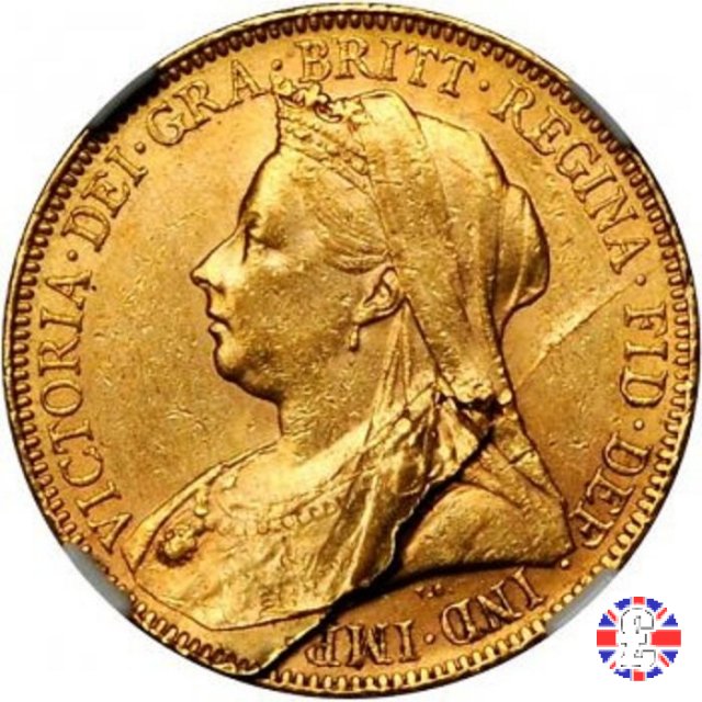 1 sovereign - tipo anziana velata 1900 (London)