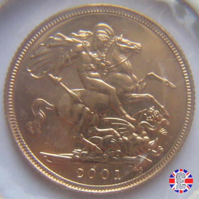 1 sovereign - tipo diadema anziana 2001 (Royal Mint, Llantrisant)