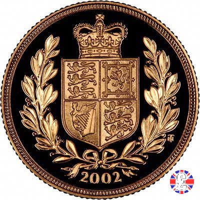 1 sovereign -tipo diadema anziana e scudo coronato 2002 (Royal Mint, Llantrisant)