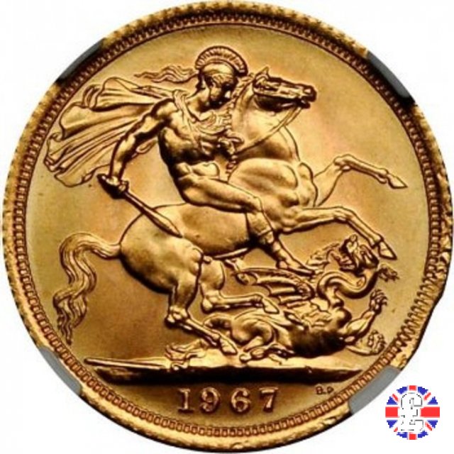 1 sovereign - tipo fiocchetto 1967 (London)