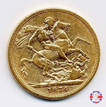 1 sovereign - tipo giovane e san giorgio 1874 (Sydney)