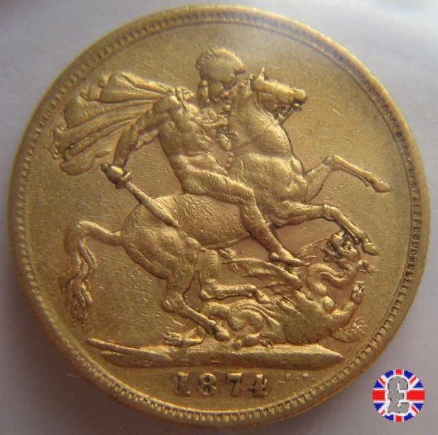 1 sovereign - tipo giovane e san giorgio 1874 (London)