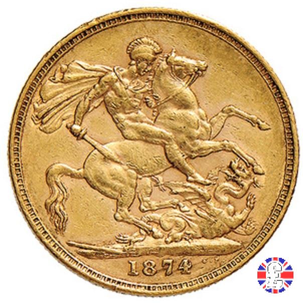 1 sovereign - tipo giovane e san giorgio 1874 (London)