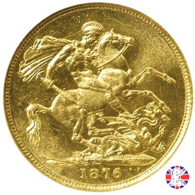 1 sovereign - tipo giovane e san giorgio 1876 (London)