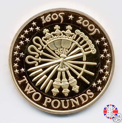 2 pounds - 2005 comm. 4° cent. Gunpowder Plot 2005 (Royal Mint, Llantrisant)