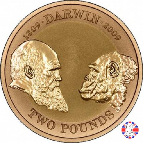 2 pounds - 2009 commemorativa Charles Darwin 2009 (Royal Mint, Llantrisant)