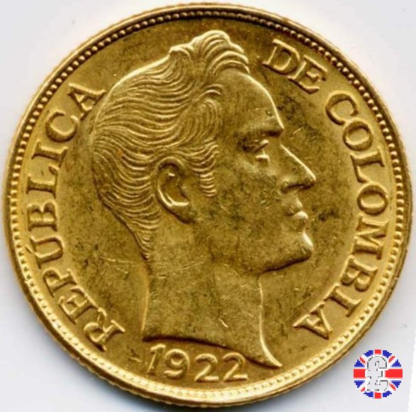 5 pesos - Rep. de Colombia - bolivar testa grande 1922 (Bogotà)