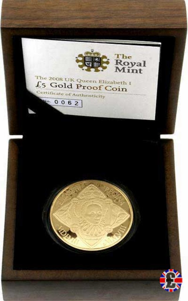 5 pounds - 450th anniv. Queen Elizabeth I - 2008 2008 (Royal Mint, Llantrisant)