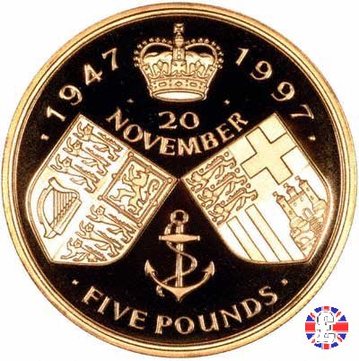 5 pounds - golden wedding anniversary - 1997 1997 (Royal Mint, Llantrisant)