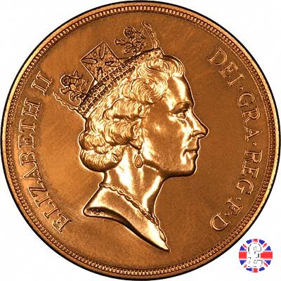 5 sovereigns - primo tipo coronata anziana 1990 (Royal Mint, Llantrisant)