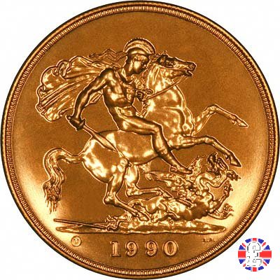 5 sovereigns - primo tipo coronata anziana 1990 (Royal Mint, Llantrisant)