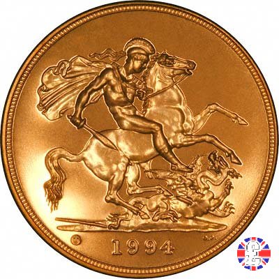 5 sovereigns - primo tipo coronata anziana 1994 (Royal Mint, Llantrisant)